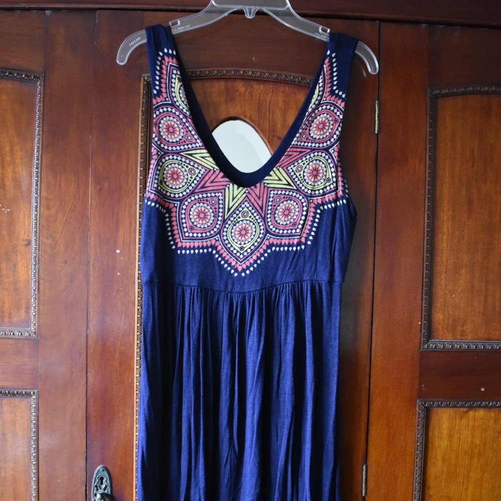 Monteau Los Angeles Navy and Pattern Sundress
